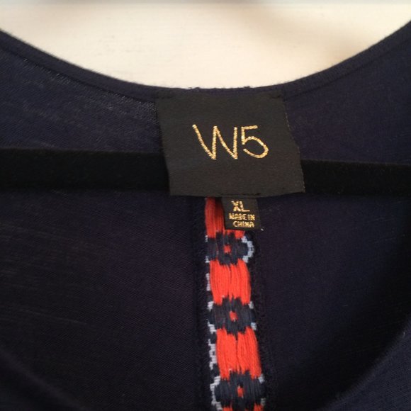 Tunic: Loose Casual Flowy Tank Top Navy w/ Orange - Picture 10 of 10